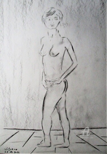 Daphné au fusain Drawing titled "Daphné au fusain" by Roberto Urbano, Original Artwork, Charcoal