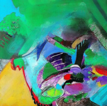 Peinture intitulée "Nature verte" par Valérie Blum (Valery), Œuvre d'art originale, Acrylique
