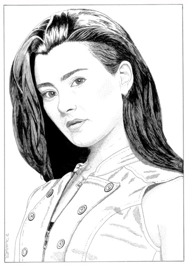Dessin intitulée "Cote De Pablo" par Pascal Tavarner, Œuvre d'art originale, Encre