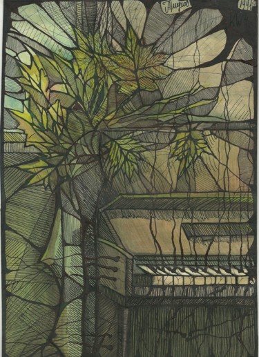 Drawing titled "Composition with pi…" by Aleksandr Glukhov, Original Artwork, Watercolor