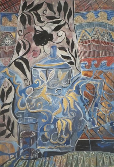 Painting titled "Still life with a b…" by Aleksandr Glukhov, Original Artwork, Gouache
