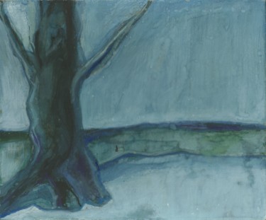 Painting titled "Alone tree" by Aleksandr Glukhov, Original Artwork, Gouache