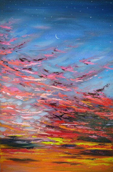 绘画 标题为“After sunset” 由Anna Shabalova, 原创艺术品, 油 安装在木质担架架上