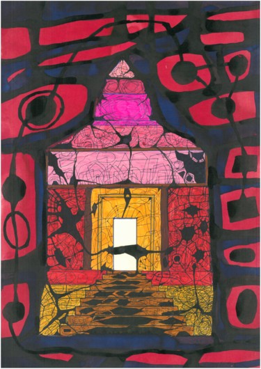 Drawing titled "The temple of Horus" by Aleksandr Glukhov, Original Artwork, Marker