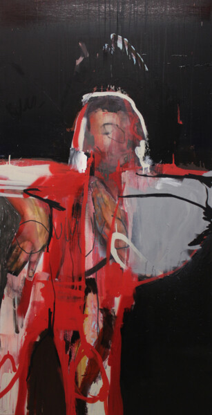 Painting titled "Night" by Miloš Hronec, Original Artwork, Oil