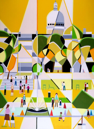 Pintura titulada "Le jardin du Luxemb…" por Jean-Pierre Borderie, Obra de arte original, Acrílico Montado en Bastidor de cam…
