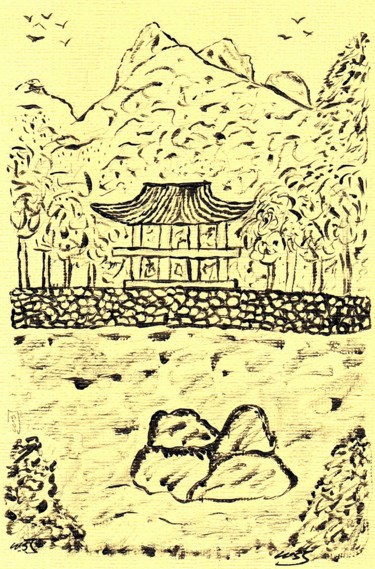 绘画 标题为“Petit temple” 由Mf Arts-Créations, 原创艺术品, 丙烯