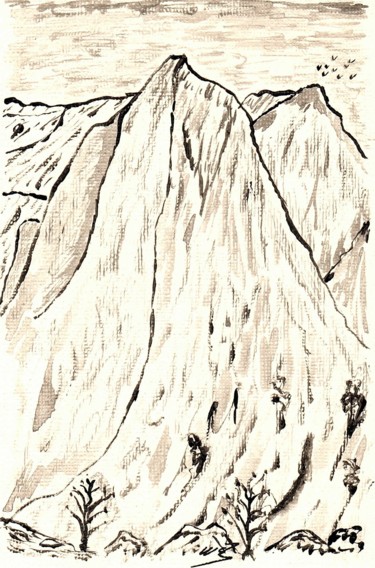 绘画 标题为“Aux pieds des monta…” 由Mf Arts-Créations, 原创艺术品, 丙烯