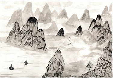 Chaînes de montagnes Peinture intitulée "Chaînes de montagnes" par Mf Arts-Créations, Œuvre d'art originale, Acrylique