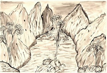 Peinture intitulée "Arbre solitaire" par Mf Arts-Créations, Œuvre d'art originale, Acrylique