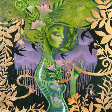 Painting titled "Self-reflection" by Azyza, Original Artwork, Acrylic
