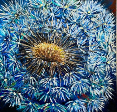 Painting titled "Dandelion" by Natalja Dibanina, Original Artwork, Acrylic Mounted on Wood Stretcher frame