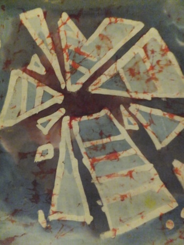 Textile Art titled "Composition on fabr…" by Aleksandr Glukhov, Original Artwork, Ink