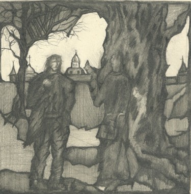 Drawing titled "Brothers" by Aleksandr Glukhov, Original Artwork, Graphite