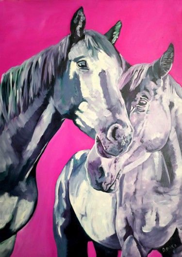 Peinture intitulée "Isis & Nephtys" par Benka, Œuvre d'art originale, Huile
