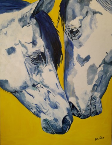 Peinture intitulée "Le duo" par Benka, Œuvre d'art originale, Huile