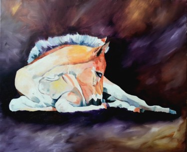 Peinture intitulée "Le poulain" par Benka, Œuvre d'art originale, Huile
