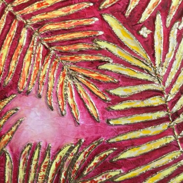 Schilderij getiteld "Sunny Palm Leaves" door Tiphanie Canada, Origineel Kunstwerk, Acryl