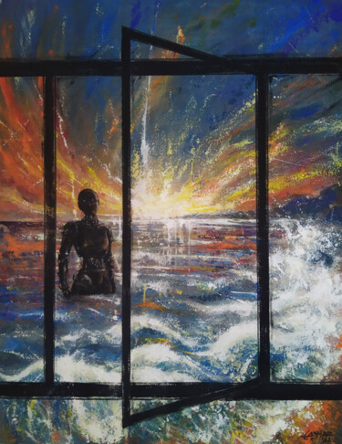 绘画 标题为“Window” 由Tayyar Özkan, 原创艺术品, 丙烯