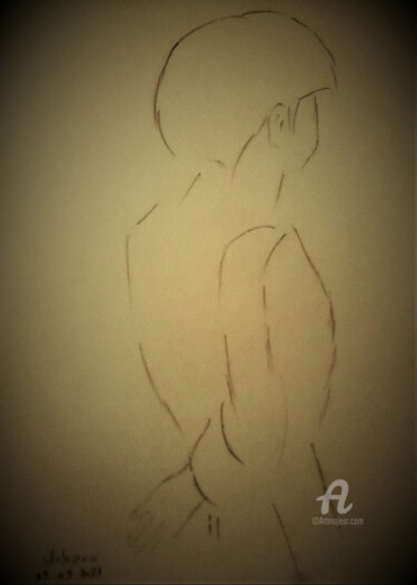 Drawing titled "Daphné à 18 h" by Roberto Urbano, Original Artwork, Pencil