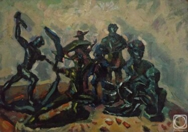 Painting titled "Касли и Куса. Утеря…" by Nina Silaeva, Original Artwork, Oil Mounted on artwork_cat.
