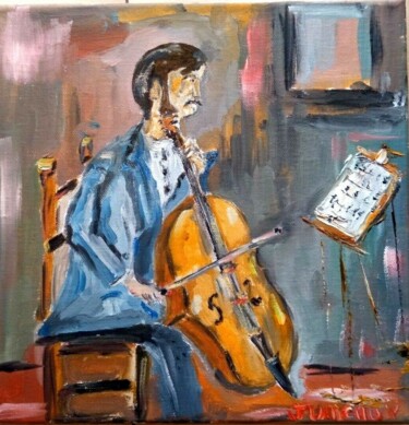 绘画 标题为“LE VIOLONCELLISTE” 由Jean Pierre Jumeaux, 原创艺术品, 油