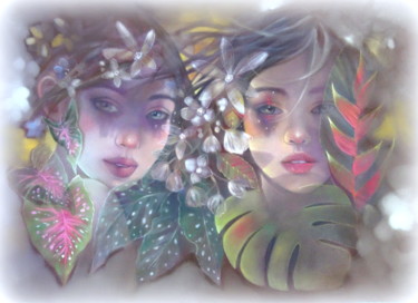 绘画 标题为“Symbiose” 由Christine Mergnat, 原创艺术品, 粉彩