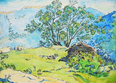 Malerei mit dem Titel "The vulture cliff" von Sveta Peuch, Original-Kunstwerk, Acryl Auf Keilrahmen aus Holz montiert