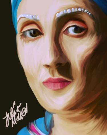 Digitale Kunst mit dem Titel "Perlenfrau" von Julia Maier, Original-Kunstwerk, Digitale Malerei