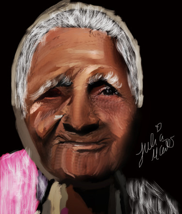 Digitale Kunst mit dem Titel "Old Lady" von Julia Maier, Original-Kunstwerk, Digitale Malerei