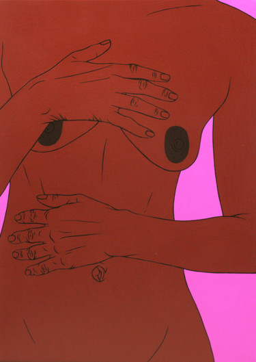 Julia / beautiful woman nude / minimal acrylic pop art Ζωγραφική με τίτλο "Julia / beautiful w…" από Sviatlana Petushkova, Αυθεντικά έργα τέχνης, Ακρυλικό Τοποθετήθηκε στο Ξύλινο…