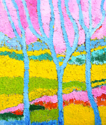 Painting titled "La noce" by Jean Mirre, Original Artwork, Oil Mounted on Wood Stretcher frame