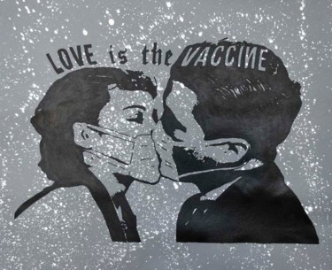 绘画 标题为“Love Is The Vaccine” 由Mani-Kure, 原创艺术品, 喷漆