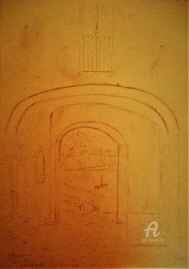 Drawing titled "Callejon en Cadaqués" by Roberto Urbano, Original Artwork, Pencil