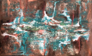Pintura intitulada ""rust in the subway…" por Michaela Bartošová, Obras de arte originais, Acrílico Montado em Armação em ma…