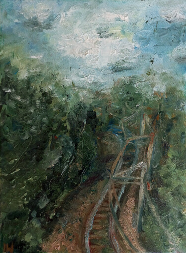Painting titled "Podróż" by Iwona Jabłońska, Original Artwork, Oil