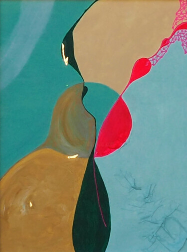 Schilderij getiteld "Courbures colorées" door Mylène Gandon, Origineel Kunstwerk, Acryl