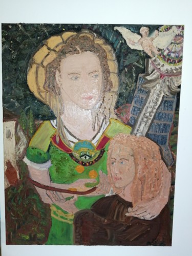 Peinture intitulée "Bohémienne illuminé…" par Grégoire Tillac, Œuvre d'art originale, Huile Monté sur Châssis en bois