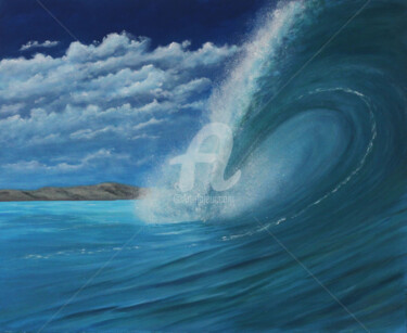 Peinture "Vague et désert" peinture marine mer océan Peinture intitulée "Peinture "Vague et…" par David Quant, Œuvre d'art originale, Acrylique