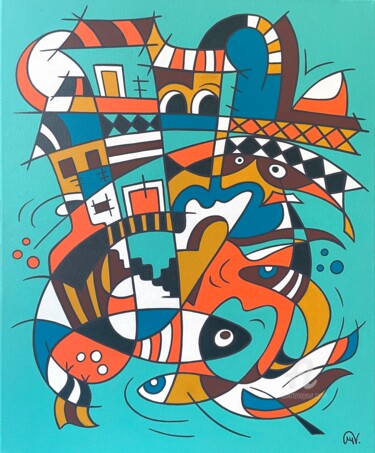 Oporto I Peinture intitulée "Oporto I" par Maguy Vaz (50nuancesdemarguerite), Œuvre d'art originale, Acrylique Monté sur Châssis en b…