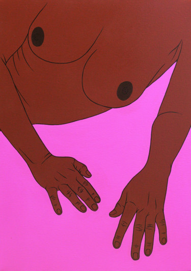 Stella / beautiful woman / minimalistic nude art Painting titled "Stella / beautiful…" by Sviatlana Petushkova, Original Artwork, Acrylic Mounted on Wood Stretcher frame