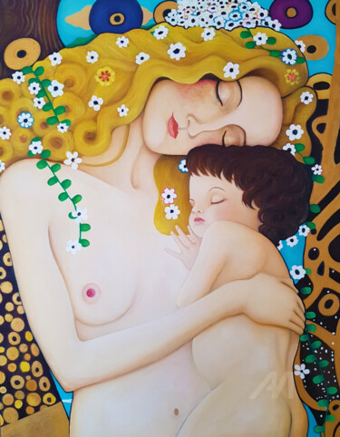 绘画 标题为“La mère et l'enfant” 由Emmanuelle Durand, 原创艺术品, 油
