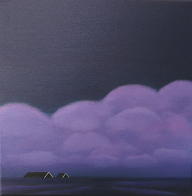 Painting titled "Purple evening" by Nelly Van Nieuwenhuijzen, Original Artwork, Acrylic Mounted on Wood Stretcher frame