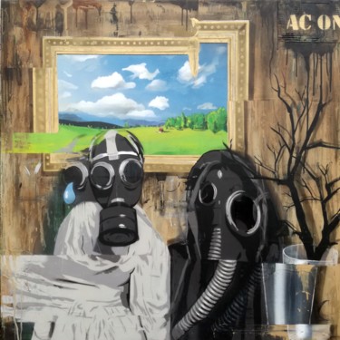 Painting titled "bad dream 4" by Ac One, Original Artwork, Spray paint Mounted on Wood Stretcher frame
