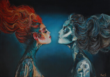 Painting Zodik Signs Gemini. Portrait of a woman 绘画 标题为“Painting Zodik Sign…” 由Татьяна Квасницина, 原创艺术品, 丙烯