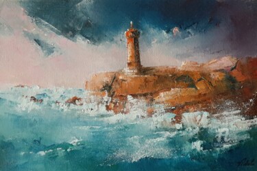 Peinture intitulée "Côte de granit rose." par Philippe Vidal, Œuvre d'art originale, Huile