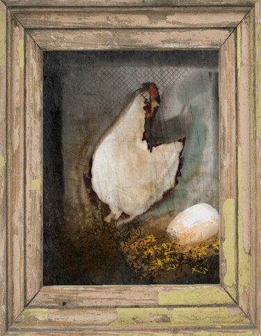 Digital Arts με τίτλο "La poule rustique..." από Jacky Patin, Αυθεντικά έργα τέχνης, Ψηφιακή ζωγραφική