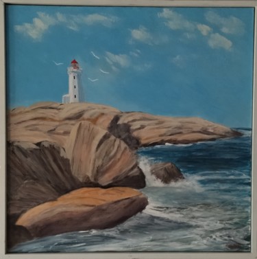 Phare en Nouvelle Ecosse CANADA Peinture intitulée "Phare en Nouvelle E…" par Hervé Michal (Harvey.m), Œuvre d'art originale, Acrylique Monté sur Châssis en…