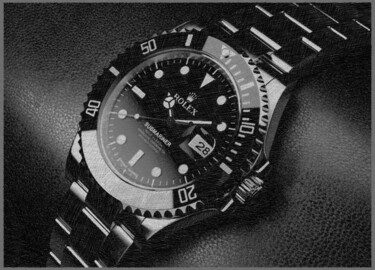 绘画 标题为“Rolex Drawing Acryl…” 由Tony Rubino, 原创艺术品, 丙烯 安装在木质担架架上