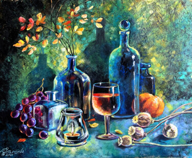 "Still life with blu…" başlıklı Tablo Tatyana Ustyantseva tarafından, Orijinal sanat, Petrol